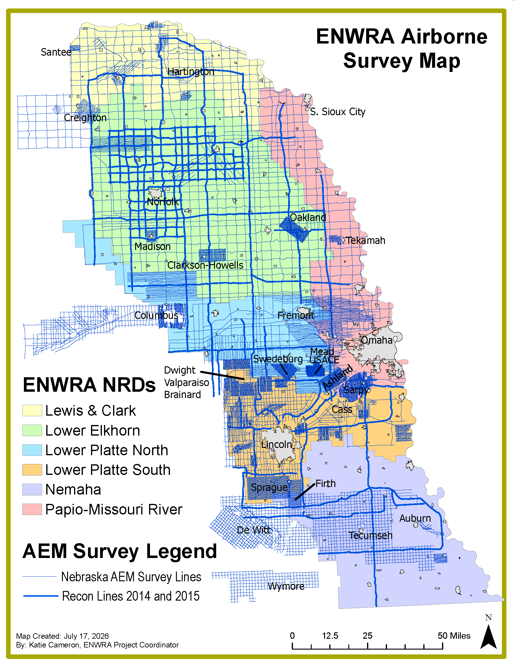 Existing Airborne Electromagnetic (AEM) Surveys in Nebraska 2006 to 2025