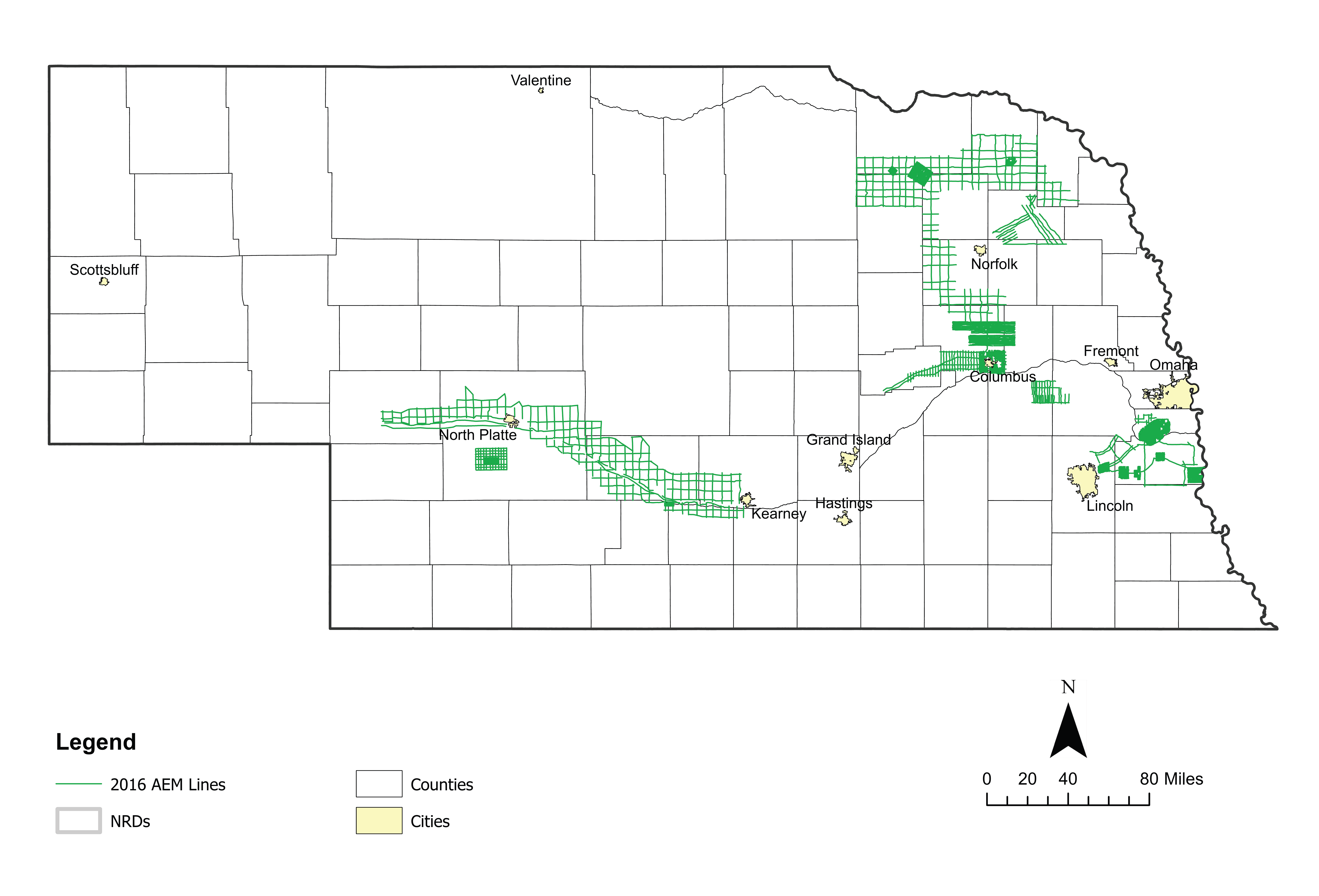 map image of 2016 AEM lines in Nebraska