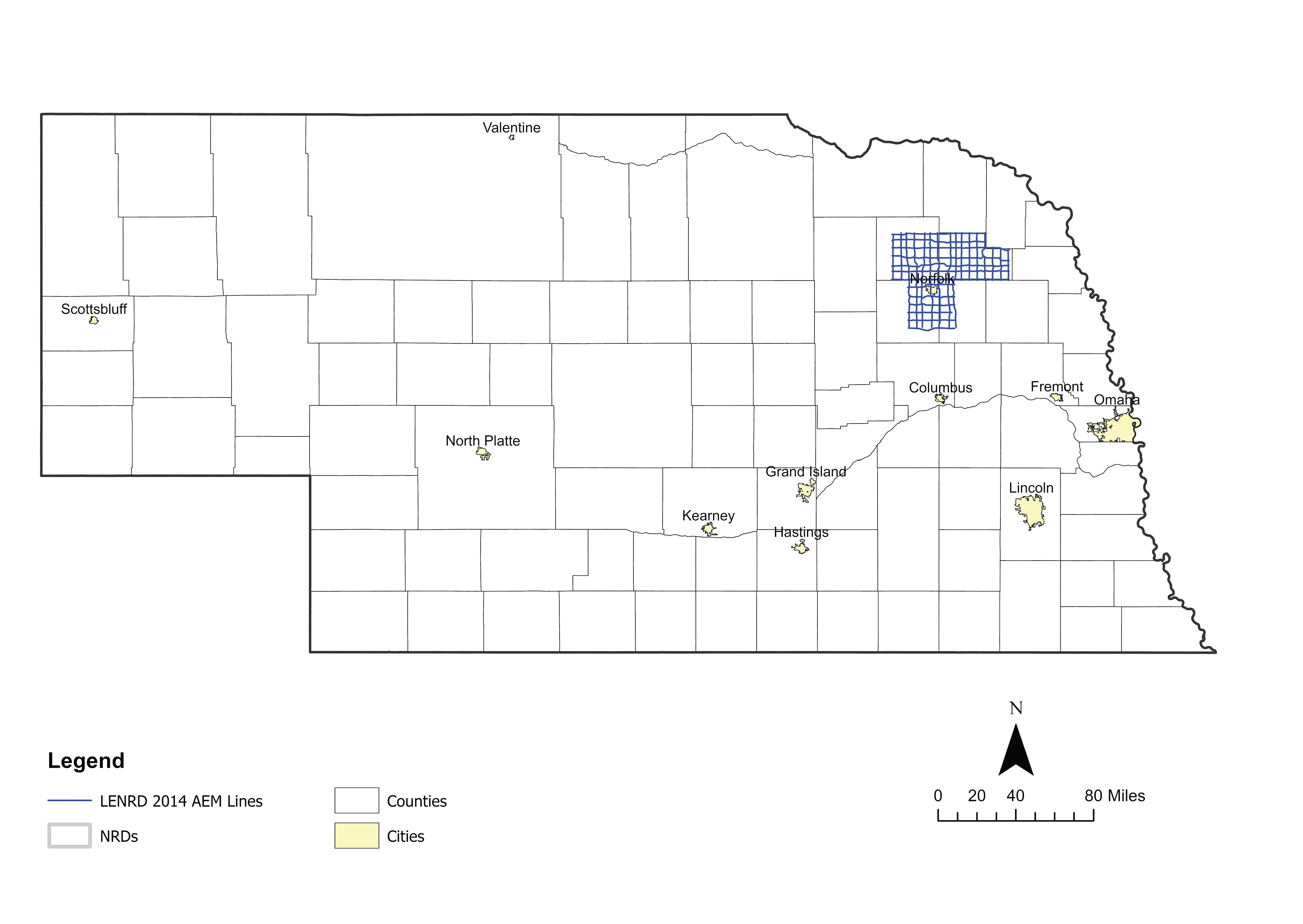 Image map of 2014 LENRD AEM survey lines