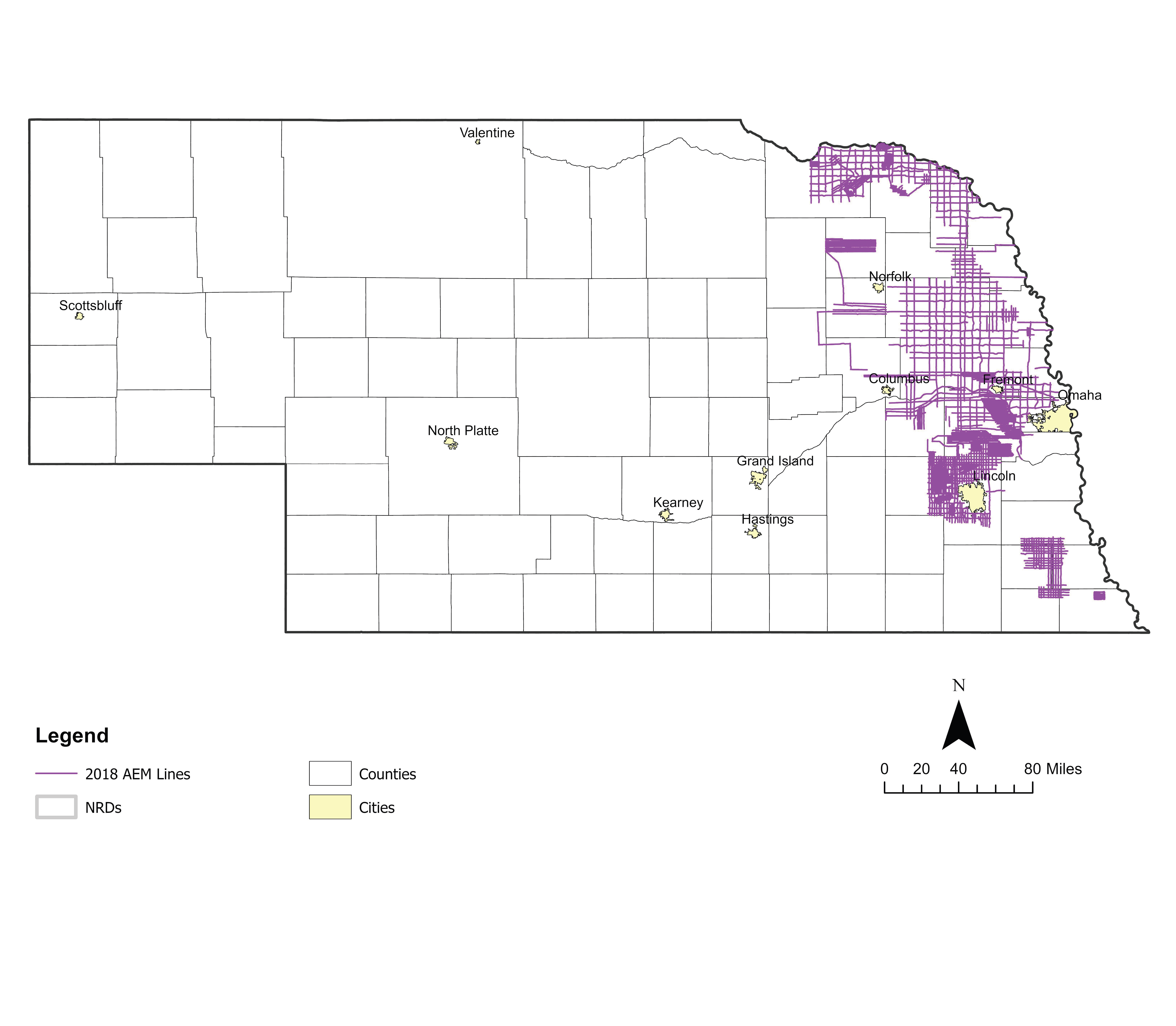 map image of 2018 AEM survey lines