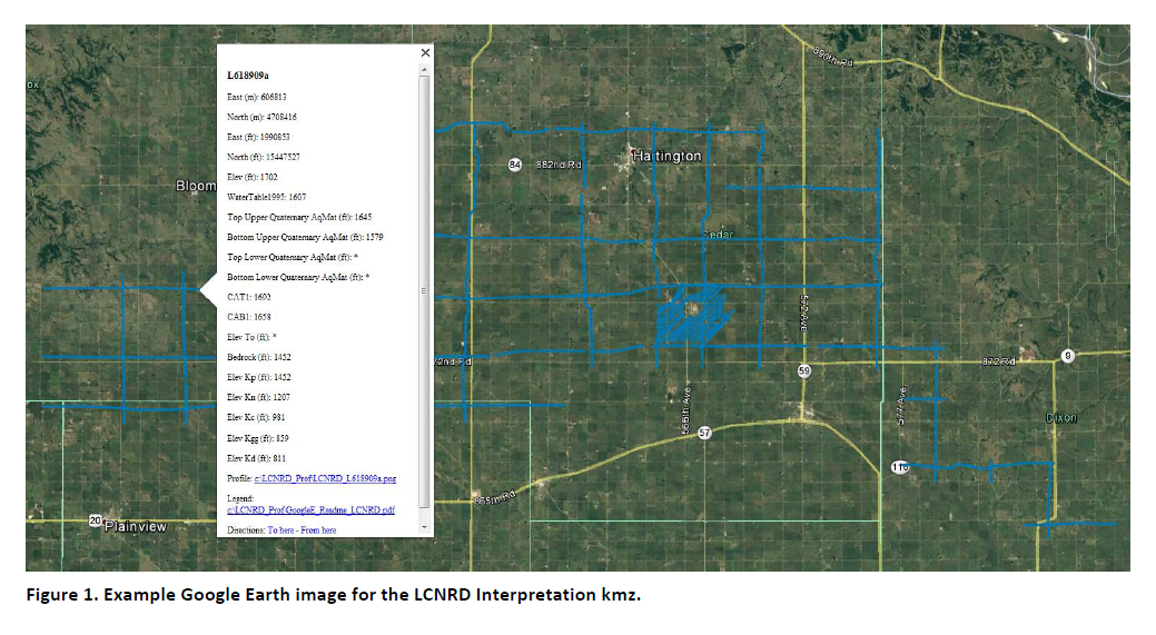 image of LCNRD 2016 AEM data dots in Google Earth