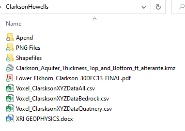 Image of the Dropbox folder contents for Clarkson - Howells 2013 AEM survey 