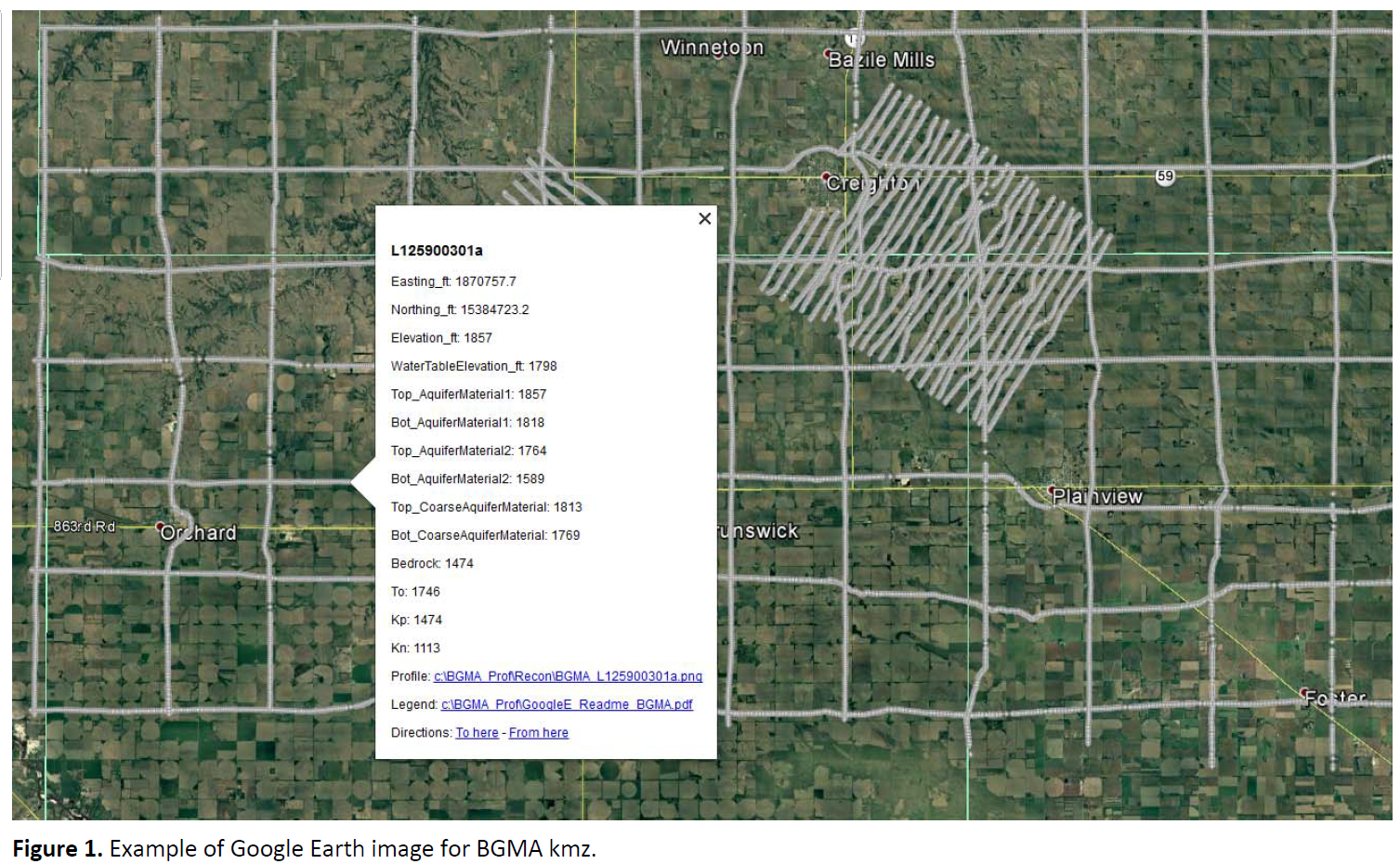 Image of Google Earth datasets for Creighton area in Bazile 2016 AEM deliverables