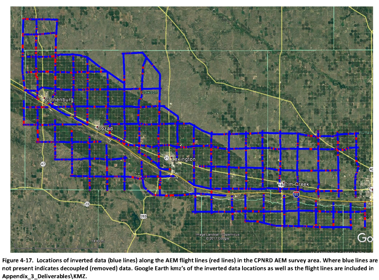 image of Google Earth 2016 AEM Data Dots near Gothenburg, Nebraska