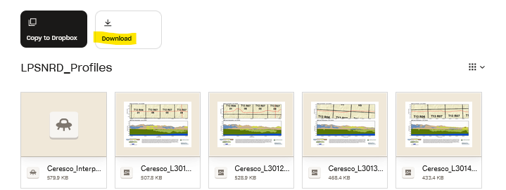 image of Dropbox folder contents for LPSNRD 2018 AEM Google Earth Deliverable folder contents